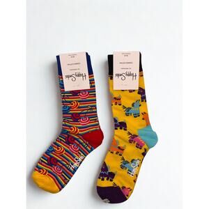 2 Pairs Happy Socks Black Size Medium Unisex NWT